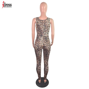 IDress Rūpnīcas Vairumtirdzniecības Jaunu Sieviešu Apģērbu Modes 2020. Gada Vasaras Bodycon Bodysuit Sexy Ilgi Elsas Leopard Print Viens Gabals Jumpsuit