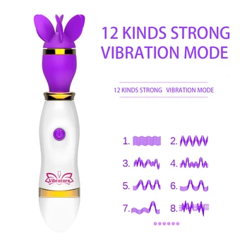 IKOKY 12 Ātrumu Krūšu Klitora Stimulators AV Stick 360 Grādu Rotācijas Sieviešu Masturbator Mēles Laiza Vibrators