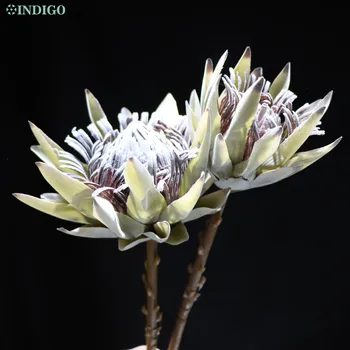 INDIGO -2 gab Seno Protea Cynaroides Liela Izmēra Nekustamā Touch Mākslīgo Ziedu Klasiskā Puses Ziņā Apdare Dropshipping