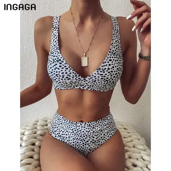 INGAGA Augsto Vidukli, Bikini, Peldkostīmi, Sieviešu Peldkostīmi Push Up Beachwear Top Wrap Biquini Dot Drukas Peldvietu Tērpi Ir 2021. Bikini Komplekts