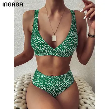 INGAGA Augsto Vidukli, Bikini, Peldkostīmi, Sieviešu Peldkostīmi Push Up Beachwear Top Wrap Biquini Dot Drukas Peldvietu Tērpi Ir 2021. Bikini Komplekts
