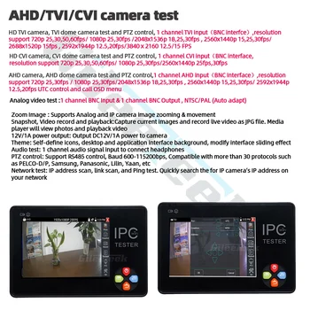 IPC1600AHD plus punkts KĪN testeri monitors 3.5 collu 4K H. 265 IP & CVBS IP AHD TVI CVI Kameru testētājs Dahua Hikvision ONVIF kameras testa