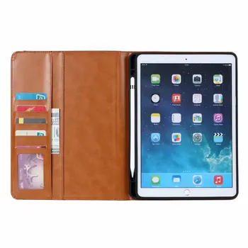 IPad 9.7 Collu 2017 2018 PU Leather Folio Case Gaisā 1 2 Flip Magnētisko Statīvu Vāks iPad 9.7 Pro Smart Case ar Zīmuli Slots