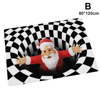Iekštelpu Āra Ziemassvētku Rotājumi 3D Santa Vortex Ilūziju Doormat Flaneļa Paklāju viesistaba, Guļamistaba, Durvis, Grīdas Paklājs D
