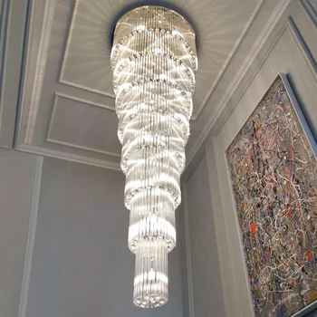 Ilgi kāpnes kristāla lustra mūsdienu bēniņi kristāla lampu ilgi lustra vienkārši luksusa villa, viesistaba, liela lustra