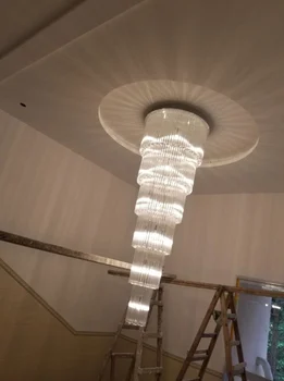 Ilgi kāpnes kristāla lustra mūsdienu bēniņi kristāla lampu ilgi lustra vienkārši luksusa villa, viesistaba, liela lustra