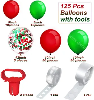 Ir 2021. DIY Jauno Gadu Ziemassvētku Baloni Vainags Arku KOMPLEKTS Lateksa Zaļš Sarkans Folija Baloni Puse Dekori Puse Piepūšamie Baloni ar Hēliju
