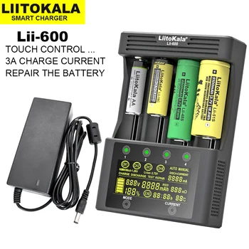 Ir 2021. JAUNU LiitoKala Lii-600 Akumulatoru Lādētāju Li-ion 3.7 V, NiMH 1,2 V akumulators Piemērots 18650 26650 21700 26700 AA AAA