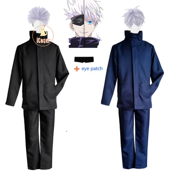 Ir 2021. Jauns Anime Jujutsu Kaisen Gojo Pie Cosplay Kostīms Gaiši Violeta Parūka Zēni, Vīrieši Skolā Vienotu Uzvalks Puse Carnical Apģērbs