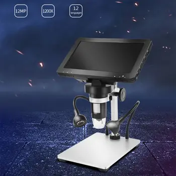 Ir 2021. Jaunu 1200X 7 collu Digitālais Mikroskops ar Lupu Remonta Lodēšanu ar vadu kontroles