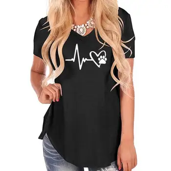 Ir 2021. Jaunu Modes Cardiogram Print T-Krekls Sievietēm Sieviešu Harajuku Apgriezts Vasaras Kawaii Japāņu Rock