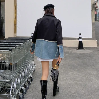 Ir 2021. Jaunā pavasara Sieviešu Džinsa jaka sieviešu mētelis augstas kvalitātes Atloks Raibs Džinsa Žakete Modes Gadījuma Sieviešu Apģērbu NZY103
