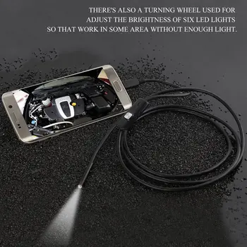 Ir 2021. KARSTĀ LESHP 6 LED 7mm Objektīvs 5m Endoskopu Kameras Kabeļu Ūdensizturīgs Mini USB Pārbaudes Borescope Kamera Android Endoskopu PC