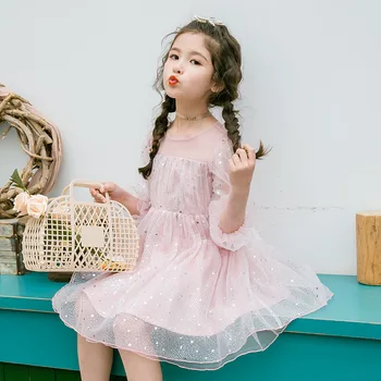 Ir 2021. Meiteņu Drēbes Jaunas Pavasara Princešu Kleitas Ar Garām Piedurknēm Bērniem Kleita Puse Meiteņu Kleitas Bērnu Apģērbu Meitene Mežģīņu Kleita