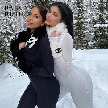 Ir 2021. Pavasara Sievietes Kardashian Pašā Stilā Jumpsuit Modes Viens Gabals Tērpiem Sexy Garām Piedurknēm Melna Balta Bodycon Kombinezonus