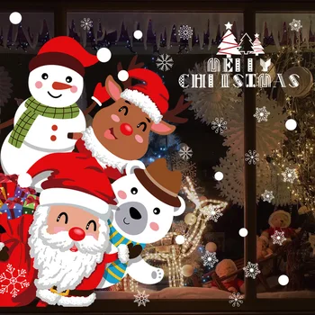 Ir 2021. Priecīgus Ziemassvētkus Sienas Uzlīmes, Mājas Dekoru Ziemassvētki Sniegpārslu Uzlīmes Windows Stikla Flīzes DIY Mākslas Jauno Gadu Mājas Apdare