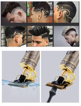 Ir 2021. USB 0mm T9 Hair Clipper Profesionālās Baldheaded Elektriskie matu Bezvadu Trimmeris Skuveklis Vīriešiem, Frizētava., Matu + kuteris vadītājs
