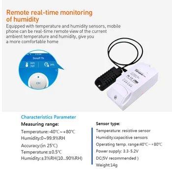 Itead Sonoff TH10 10.A 2200W Smart Wifi Remote Slēdzis, Temperatūras un Mitruma Uzraudzība Bezvadu Slēdzis Strādā Ar Alexa, Google Home