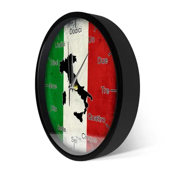 Itāļu Valodas Smart Sienas Pulkstenis Itālijas Karogu ar Karti Tēvijas Mājas Dekoru ar Modernu Dizainu Skaņas Aktivizēta Nakts Gaisma Sienas Pulkstenis