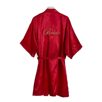 Izšuvumi Sieviešu Zīda Īss Nakts Drēbes Cietā Kimono Drēbes Sexy Peldmētelis Peignoir, Līgava, Līgavas Tērpu Modes Halāti