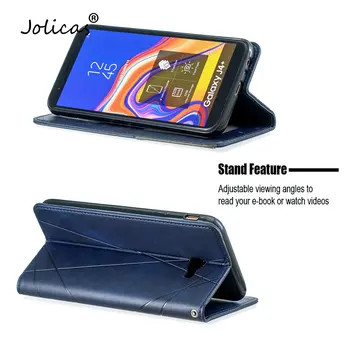 J4 Plus Vienkāršu Mobilo Telefonu Pārsegi capa Samsung J4 Plus PU Leather Flip Maciņš Gadījumā sFor Šūnu Samsung Galaxy ajax J4+ Coques
