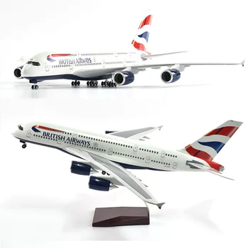 JASON TUTU 46cm British Airways Airbus a380 Lidmašīna, Modeļa Lidmašīnas Modeļa Lidaparātu Sveķu Lējumiem 1:160 Mērogā ar Gaismas & Stūre