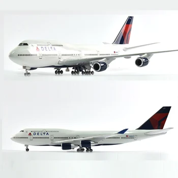 JASON TUTU 46cm Delta Boeing 747 Lidmašīna, Modeļa Lidmašīnas Modeļa Lidaparātu Lējumiem Sveķu 1:160 Mēroga Lidmašīnas Ar Gaismas & Stūre