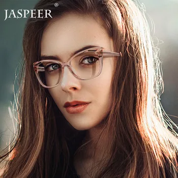 JASPEER TR90 Caurspīdīgs Datora Brilles Sievietēm Sqaure Anti Zilā Gaisma Pretbloķēšanas Brilles Tendence Konfektes Krāsu Optisko Briļļu Rāmis