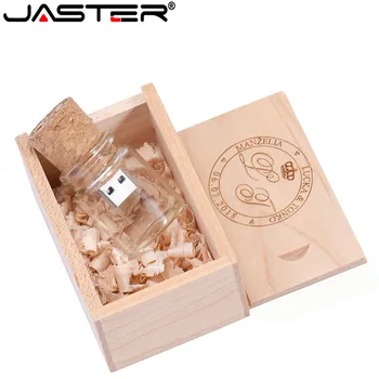 JASTER USB 2.0 Jaunu messenger pudeli memory stick stikla drift usb flash koka pen drive 4GB 16GB 32GB 64GB 1GB bezmaksas LOGO
