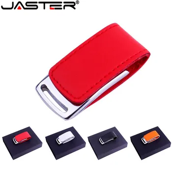 JASTER USB 2.0 ādas usb + dāvanu kastīte usb pendrive 4GB 8GB 16GB 32GB 64GB atmiņas karti un U diska, usb flash drive bezmaksas piegāde