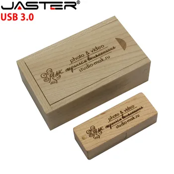 JASTER USB 3.0 dabīgā koka usb + iepakojuma kastes USB flash drive koka pendrive 4G 8GB 16GB 32GB u diska fotogrāfijas kāzu dāvanas