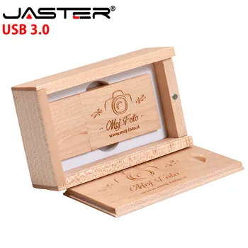 JASTER veicināšanas USB 3.0 Ārējo atmiņu (bezmaksas custom logo) radošo koka usb+kārba thumb drive 4GB/8GB/16GB/32GB/64GB
