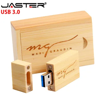 JASTER veicināšanas USB 3.0 Ārējo atmiņu (bezmaksas custom logo) radošo koka usb+kārba thumb drive 4GB/8GB/16GB/32GB/64GB