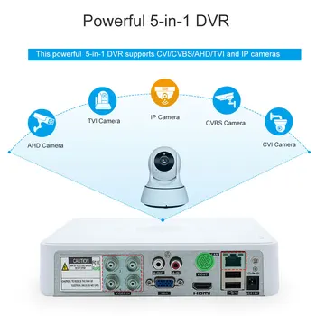 JAUNU HD 5MP DVR 4Channel CCTV AHD DVR AHD-N Hybrid DVR 960P DVR 5in1 Video Recorder AHD TVI CVI CVBS Analogās Kameras IP Kameras