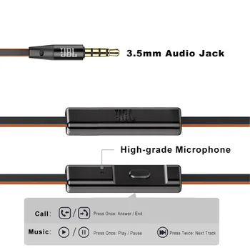 JBL T180A Stereo Austiņas Darbojas Sporta Earbuds Brīvroku Zvanu ar Mic Tīra Dziļi Bass, Spēlē Mūzikas Austiņas iPhone Android