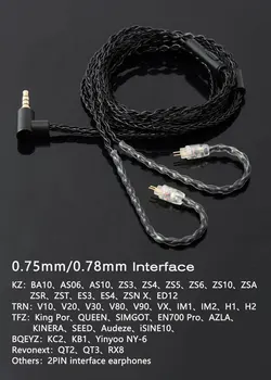JCALLY 5N Augstas Tīra Sudraba Pārklājumu Austiņas Uzlabot Kabelis ar Mikrofona 3,5 mm MMCX/QDC/0.78 Par TFZ CCA ZS10 PRO AS16 ZST S2