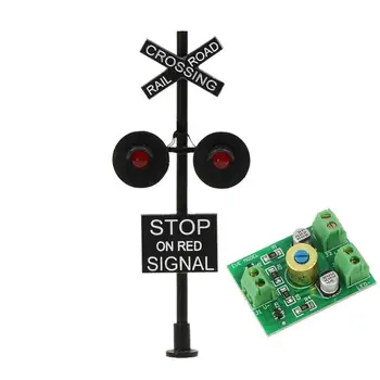 JTD877RP 1set HO Mēroga 6cm Dzelzceļa Šķērsošanas Signālu 2 galvas LED izgatavots + plates flasher