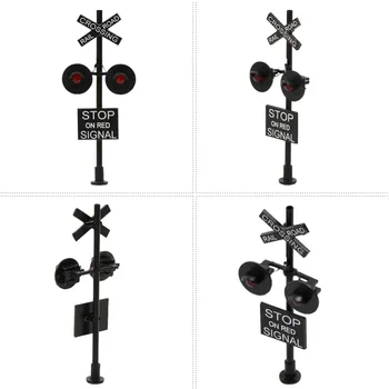 JTD877RP 1set HO Mēroga 6cm Dzelzceļa Šķērsošanas Signālu 2 galvas LED izgatavots + plates flasher