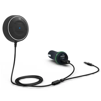 JaJaBor Bluetooth Automašīnas Brīvroku Komplekts ar NFC Funkciju, Iebūvēts Mikrofons (3,5 mm AUX Audio Mūzikas Uztvērējs Dual USB Automašīnas Lādētājs