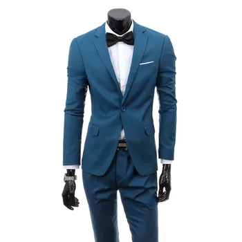 ( Jaka + Bikses ) Premium Zīmolu Kokvilnas Līgavaiņa Labāko Modes Tīru Krāsu Kāzu Kleitu Vīriešu Uzvalku / Mens Oficiālu Businss Kostīmi