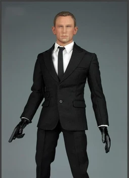 James Bond 007 Noslēpums Uzvalku, Kreklu, Mēteli & Bikses & Apavi & Cimdi+zeķubikses V1006 1/6 Vīriešu Solider Skaitli 12ar Rīcības Attēls