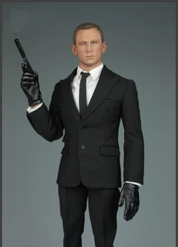 James Bond 007 Noslēpums Uzvalku, Kreklu, Mēteli & Bikses & Apavi & Cimdi+zeķubikses V1006 1/6 Vīriešu Solider Skaitli 12ar Rīcības Attēls
