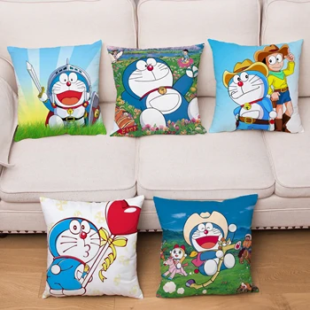 Japānas Anime Doraemon Spilvena Vāka Karikatūra Gudrs Robots Kaķis Drukāt Spilvens Gadījumā Īsās Plīša Spilvendrāna Mājas Dekoru Spilveni, Pārvalki