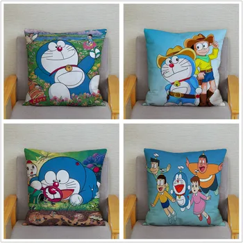 Japānas Anime Doraemon Spilvena Vāka Karikatūra Gudrs Robots Kaķis Drukāt Spilvens Gadījumā Īsās Plīša Spilvendrāna Mājas Dekoru Spilveni, Pārvalki