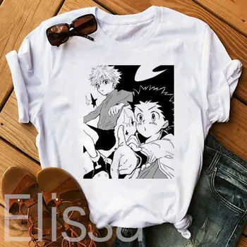 Japānas Anime, Hunter X Hunter Sieviešu T-krekls Gon un Killua T-Krekls Japāņu Anime HxH Drukātā veidā T-krekls Estētisko Apģērbi