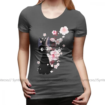 Japānas Kaķis T-Krekls Jiji T Krekls Īstermiņa Piedurknēm Drukāt Sieviešu t Vasaras Lielgabarīta O Kakla Kokvilnas Jaunu Modes Pelēkā Dāmas Tee Krekls
