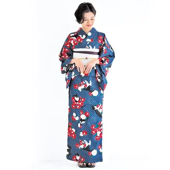 Japāņu Cosplay Sieviete Japāņu Tradīcijas Yukata Kimono Ar Obi Ziedu Vintage Vakara Kleita Cosplay Kostīmu Viens Izmērs FF2335