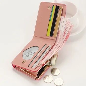 Japāņu Multi-function Sieviešu Mini Seifs Candy Krāsas Sirds formas Izšuvums Sieviešu Īsās Seifs Gudrs Monēta Maku Kartes Iepakojums