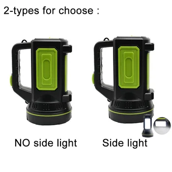Jaudīga USB LED lampiņu apgaismojums no sāniem rokas lielos attālumos lāpas Kempings laternu uzlādējams akumulators Meklēšana nakts lampas Zvejas