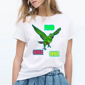 Jauki varavīksnes putni Cockatiel Papagailis grafiskais t krekls sievietēm vasarā balts ar īsām piedurknēm t-krekls gudrs augšu sieviešu t-krekls drēbes